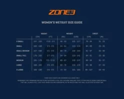 Zone3 Versa Swimrun Dames 10 Zone3 Versa Swimrun Dames -Zwemserie Winkel 2 sizing guides womens wetsuit