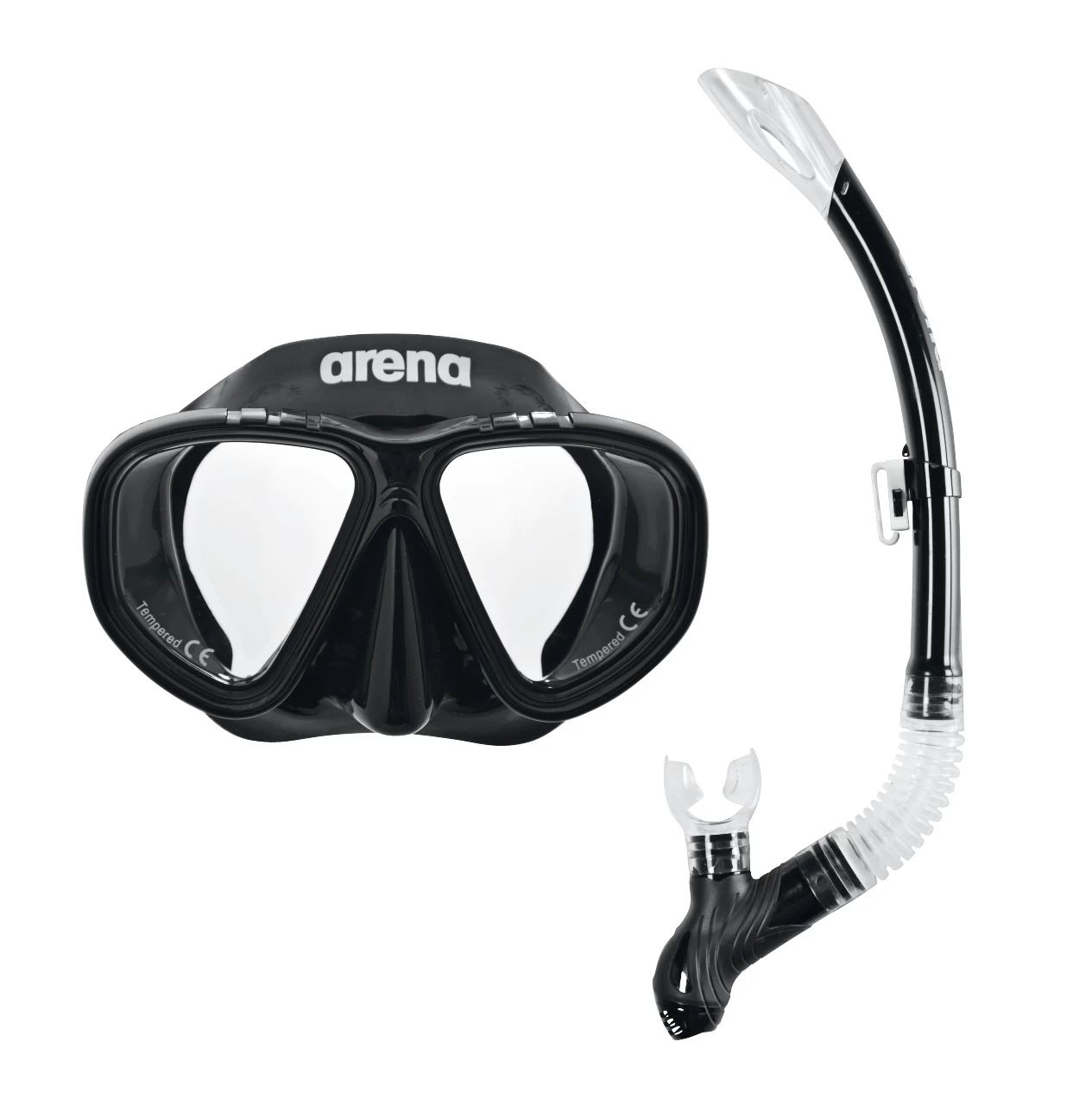 Arena Premium Snorkel Set Zwart/clear 1 Arena Premium Snorkel Set Zwart/clear