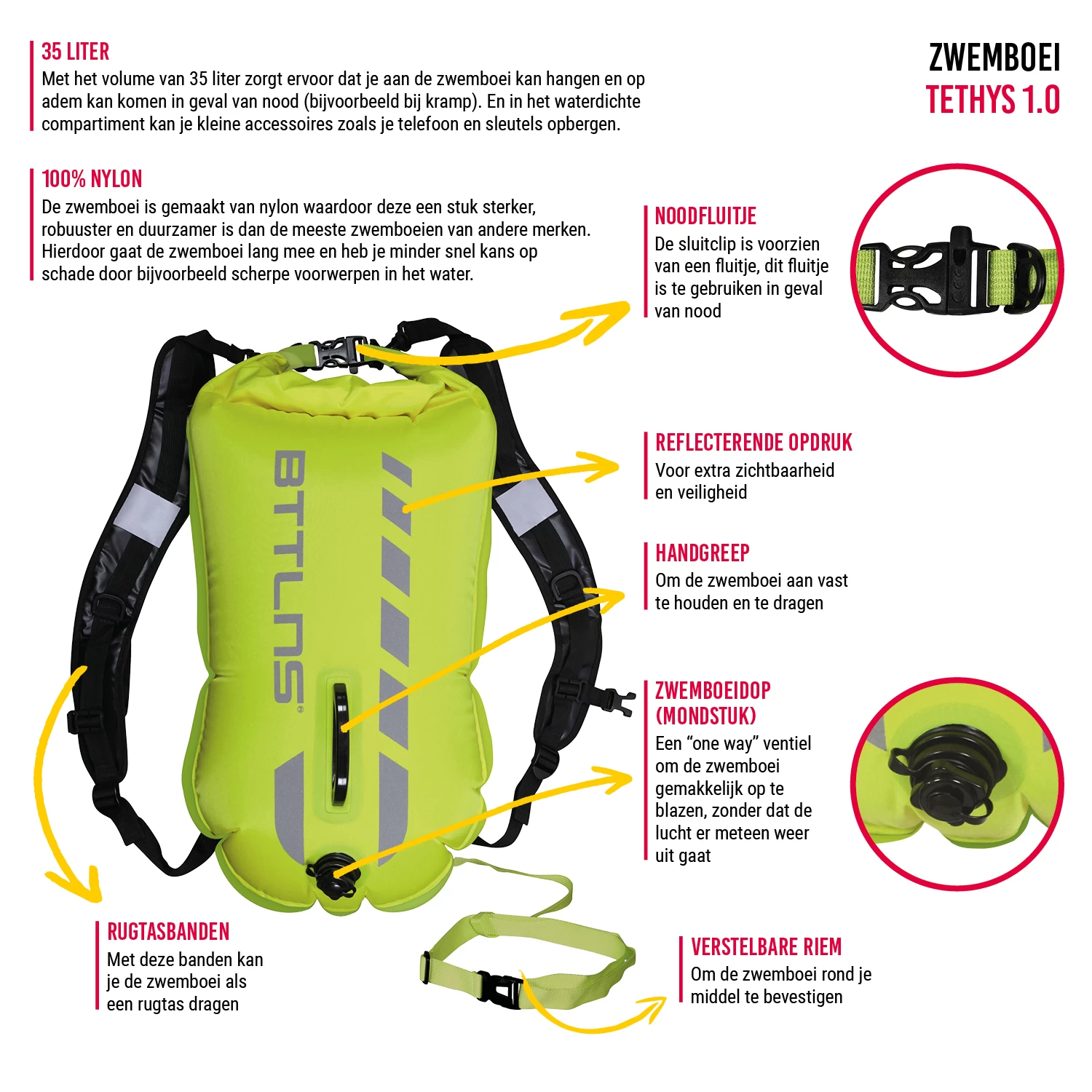 BTTLNS Tethys 1.0 Safeswimmer Zwemboei 35 Liter Groen 2 BTTLNS Tethys 1.0 Safeswimmer Zwemboei 35 Liter Groen - Afbeelding 2