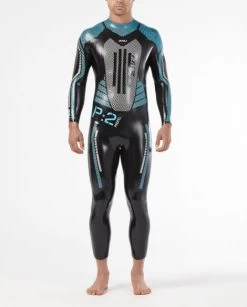 2XU P:2 Propel Lange Mouw Wetsuit Zwart/blauw Heren -Zwemserie Winkel mw4990c blk drb 004