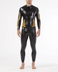 2XU P:1 Propel Lange Mouw Demo Wetsuit Zwart/oranje Heren Maat M -Zwemserie Winkel mw4991c blk flo 004